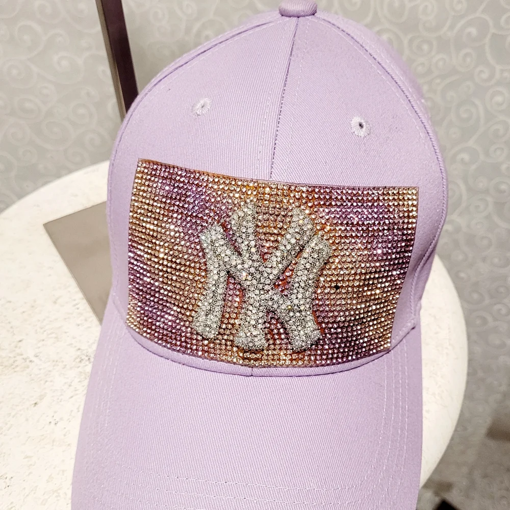 Lavender Rhinestone NY-Inspired Baseball Cap and Mini Bag Set - Picture 5 of 11